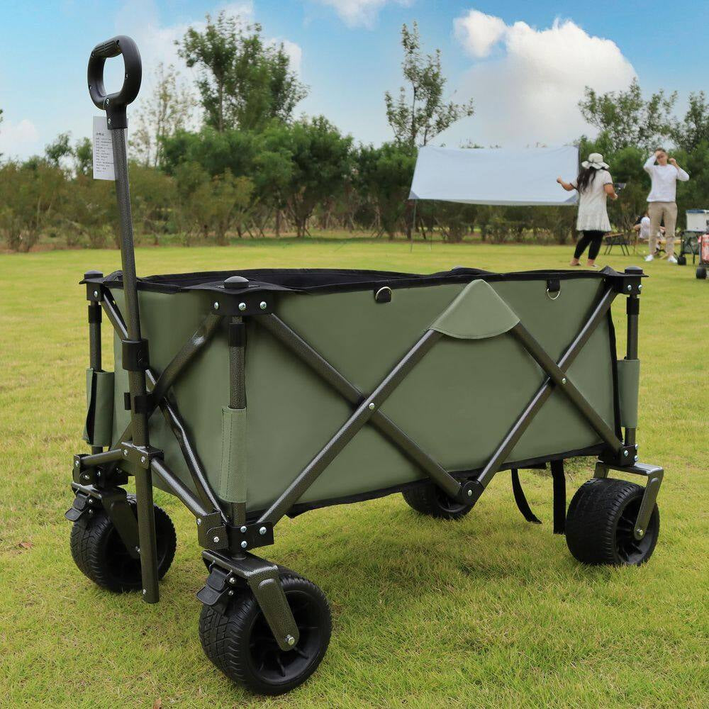 Min Capacity 5.5 Cu. Ft. Steel Utility Park Garden Cart Powered Wheelbarrow Green Supports up to 300 Lbs