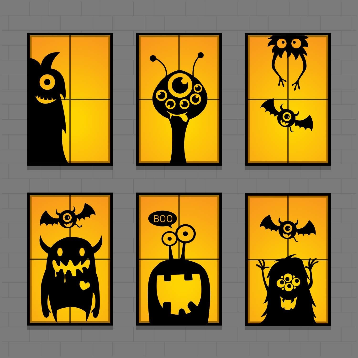 Giant 10PCS Cute Wiggly Monster Halloween Window Clings – Fun and Festive Decorations!