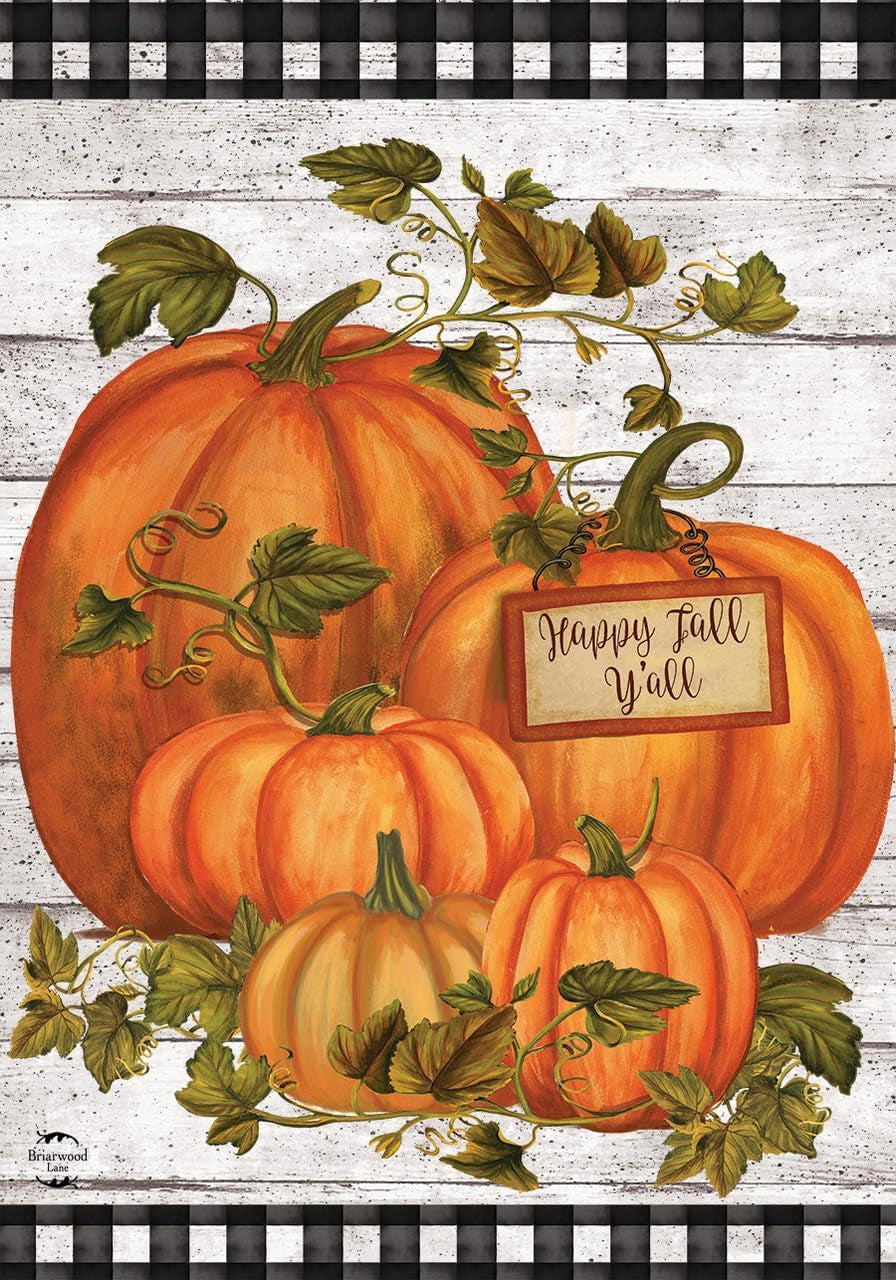 Charming Happy Fall Y'All Pumpkins Farmhouse Garden Flag
