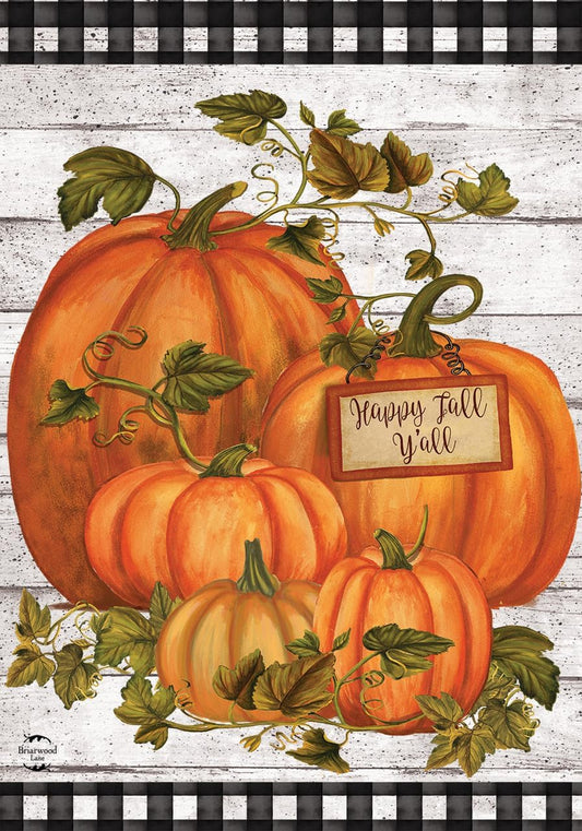 Charming Happy Fall Y'All Pumpkins Farmhouse Garden Flag