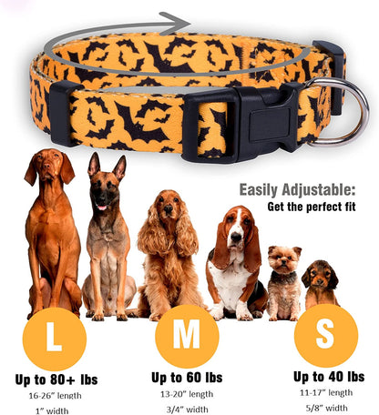 Spooktacular Large Halloween Dog Collar - Fun Bats Design!
