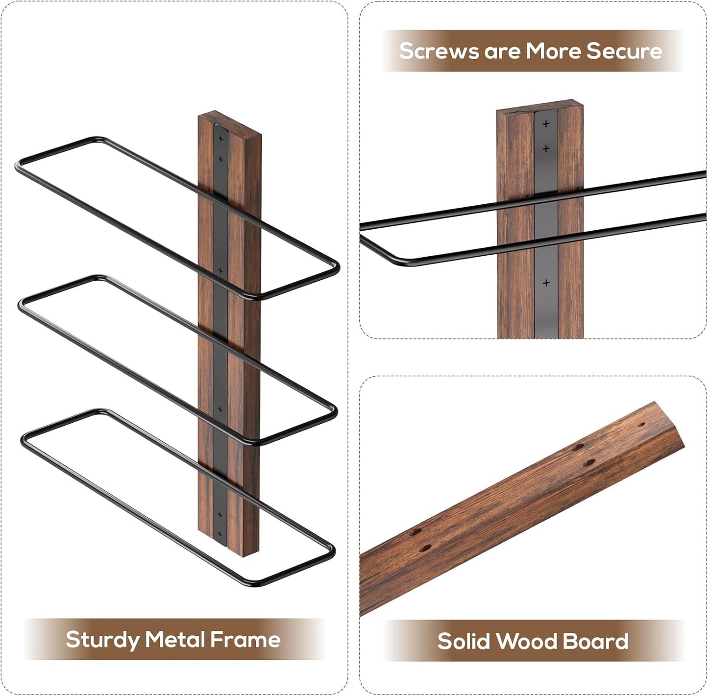 Wine Rack Wall Mounted for 24 Wine Bottles, Wood Wine Racks for Wall, Wine Holde