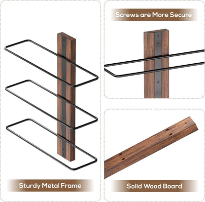 Wine Rack Wall Mounted for 24 Wine Bottles, Wood Wine Racks for Wall, Wine Holde