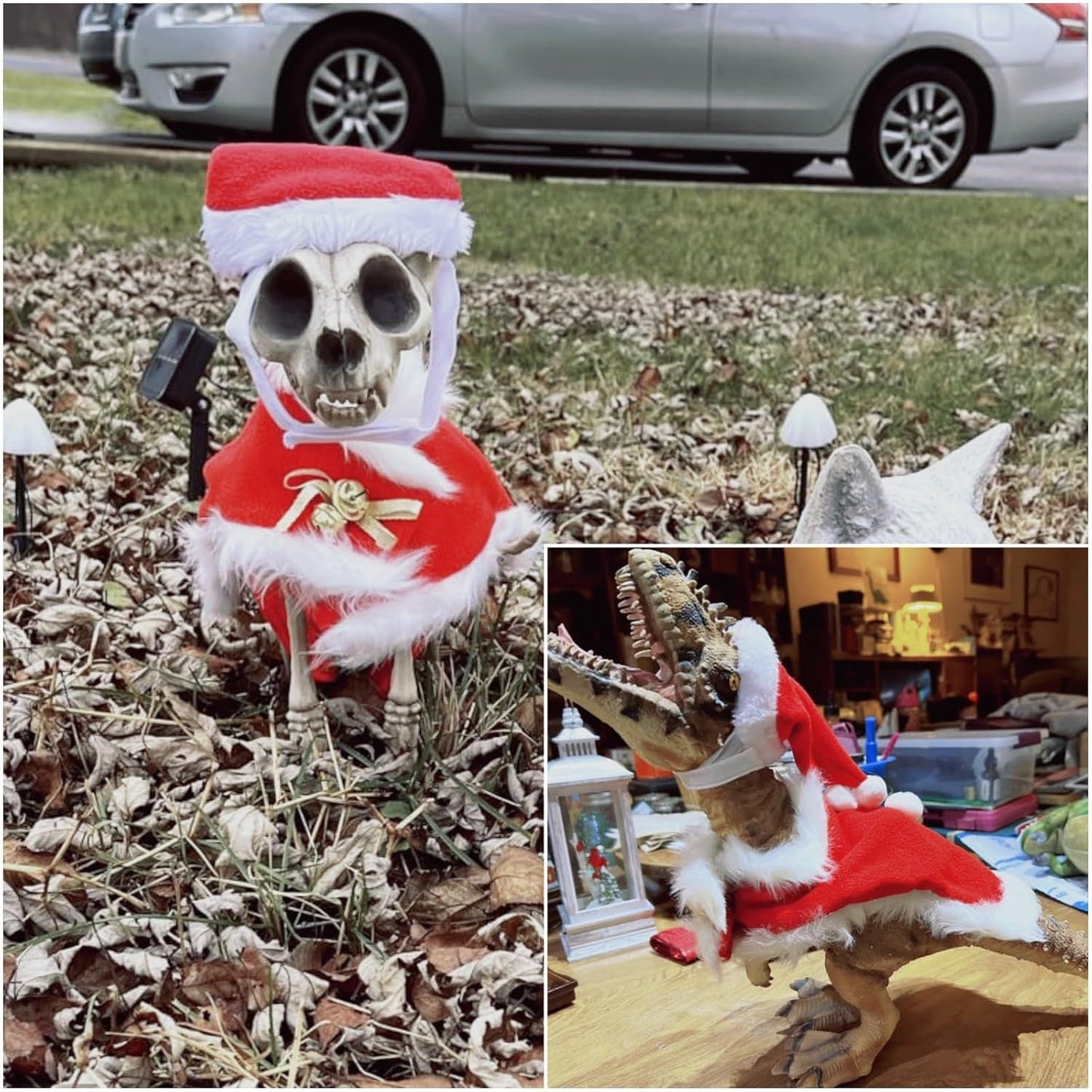 Cat Christmas Costume, Cat Santa Hat with Cloak Set, Small Dog Christmas Warm Coat, Xmas Hat Outfits for Rabbit, Red Kitten Clothes New Year Apparel, Adjustable