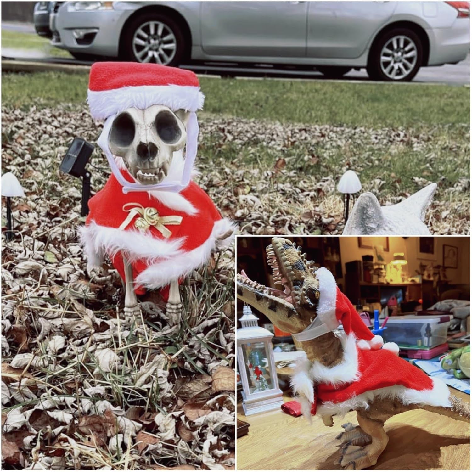 Cat Christmas Costume, Cat Santa Hat with Cloak Set, Small Dog Christmas Warm Coat, Xmas Hat Outfits for Rabbit, Red Kitten Clothes New Year Apparel, Adjustable