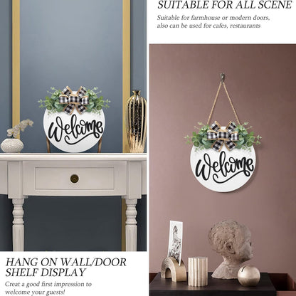 Charming Rustic Welcome Sign Wreath for Front Door - Spring Farmhouse Decor for Outdoor Home Elegance